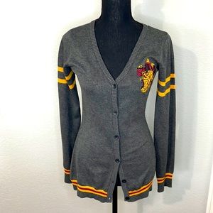 Harry Potter Gryffindor Warner Bros Cardigan Gray Embroidered Patch XS